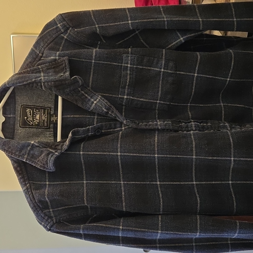 Cozy blue/gray Grayer's Heritage Flannels 100% cotton nice flannel shirt size L